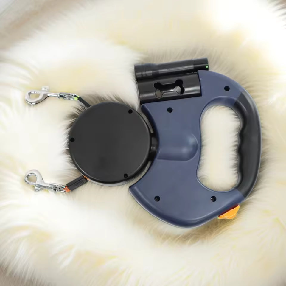 Dual Pet Leash Retractable Reflective Lead 360 Swivel Double Dog Walking Leash
