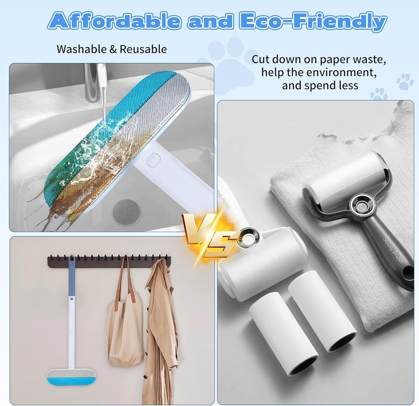 Pet Hair Remover for Furniture – 23.2Inch Reusable Dog & Cat Hair Removal Brush, Washable Lint Cleaner with Long Handle, 4-In-1 Pet Hair Remover for Couch, Carpet, Clothes & Bedding